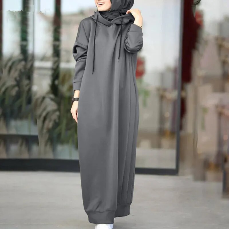 One Piece Hooded Hijab Abaya Loose Long Sleeve Kaftan Turkish Style