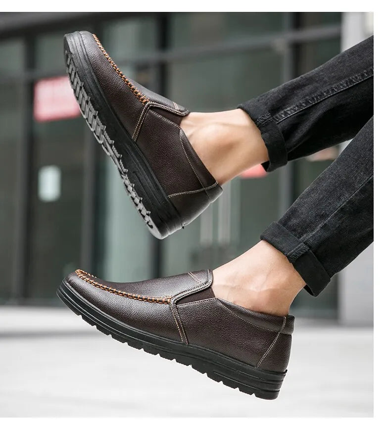 Men Loafers Light Leather Casual Comfortable Shoes