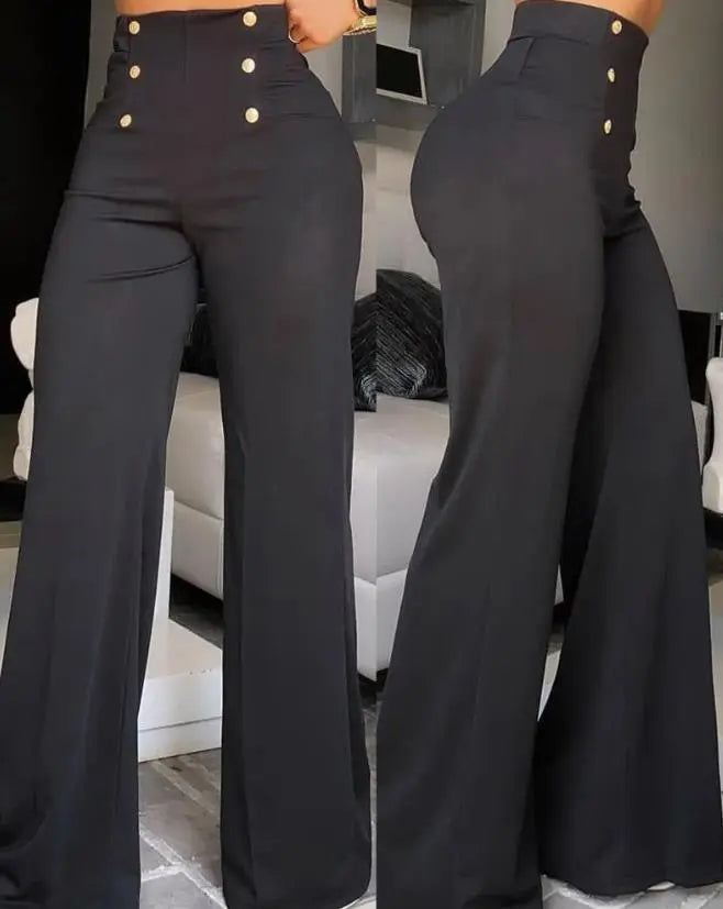 Elegant High Waist Wide Leg Bootcut Pants