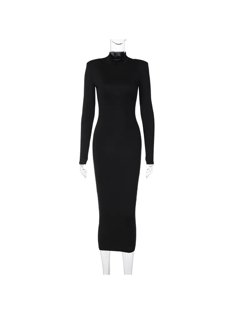 Turtleneck Black Bodycon Dress Casual Dress