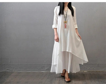 Linen Maternity Plus Size Dress 2 PCS