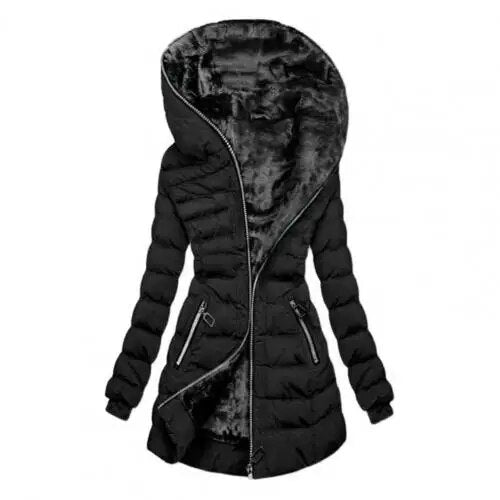 Hooded Quilted Long Winter Coat