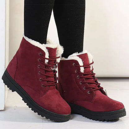 Winter Fur Low Heel Snow Ankle Boots