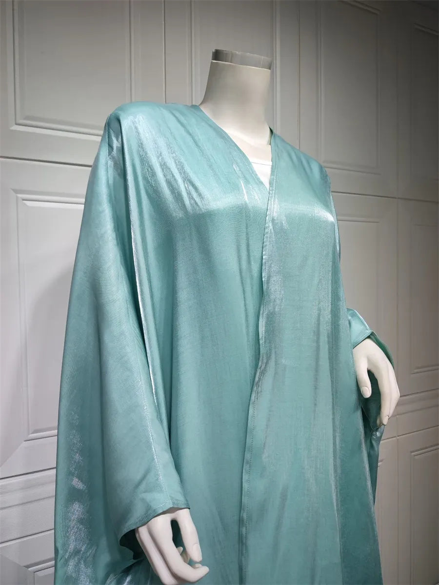 Stunning Modest Moroccan Style Casual Open Abaya Silk Satin