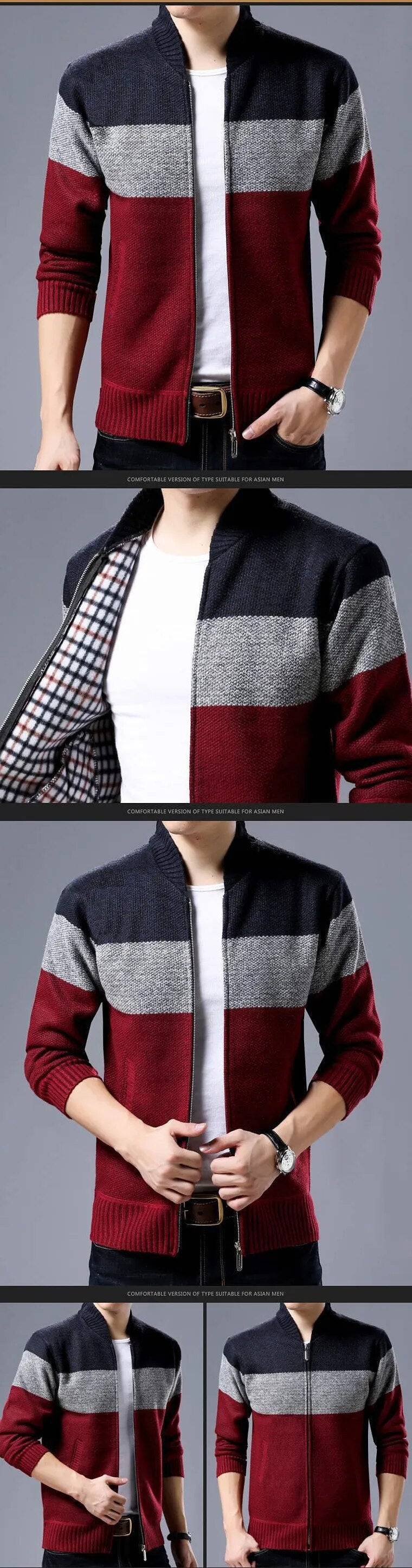 Men's Cardigan Single-Breasted Plus Size Available