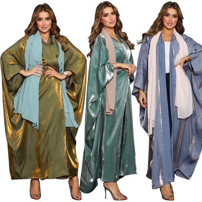 Stunning Modest Moroccan Style Casual Open Abaya Silk Satin