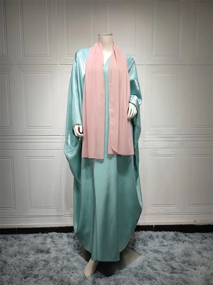 Stunning Modest Moroccan Style Casual Open Abaya Silk Satin