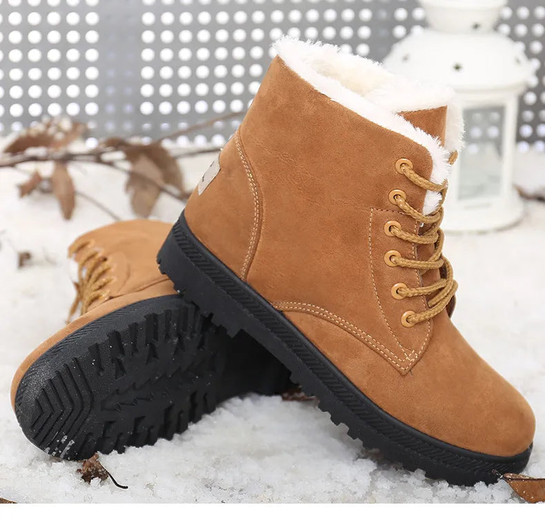 Winter Fur Low Heel Snow Ankle Boots