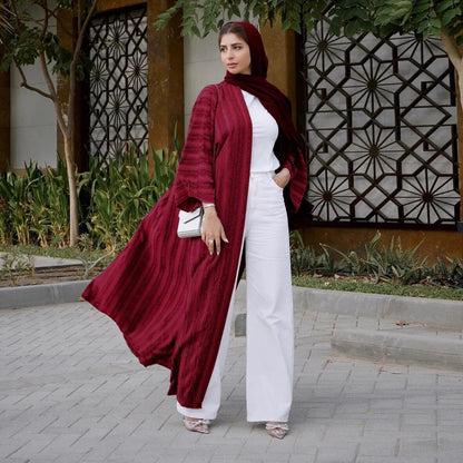 Light Abaya Solid Striped Retro Middle Eastern Saudi Style