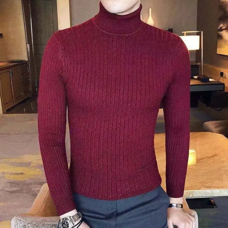 Men Casual Style Wool Turtleneck Warm Cotton Sweaters