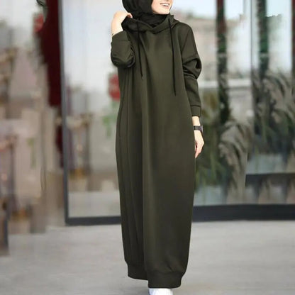 One Piece Hooded Hijab Abaya Loose Long Sleeve Kaftan Turkish Style