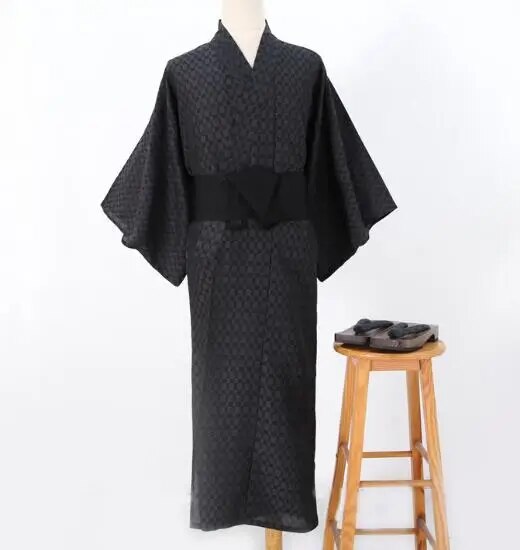 Traditional Men Thin Black Stripe Kimono