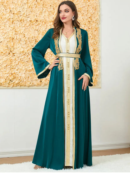 Two Piece Abaya With Long Dress Moroccan Caftan Djlabiya