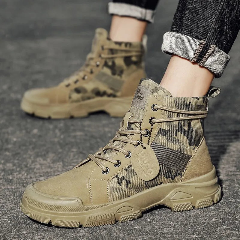 Retro Camo Casual Tough Ankle Boots Men & Women Styles Available