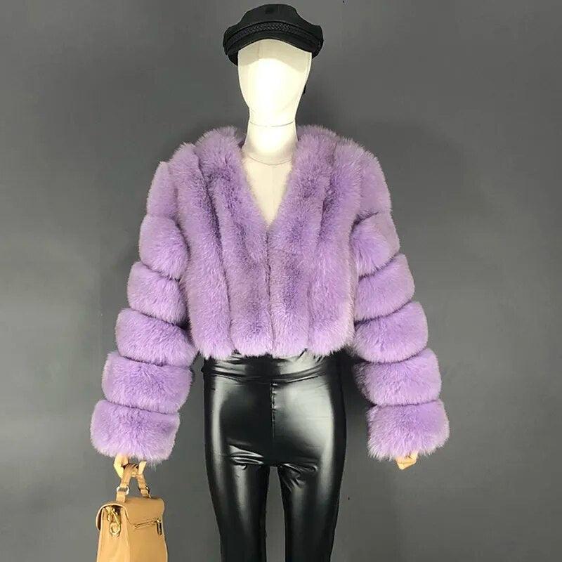 Fox Fur Jacket Short Style Clothing Full Length Sleeve Coat