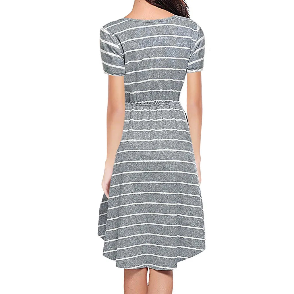 Maternity Striped Patchwork Dress with nursing pull out