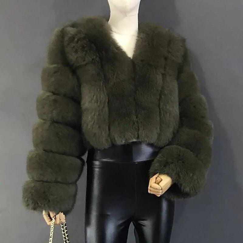 Fox Fur Jacket Short Style Clothing Full Length Sleeve Coat