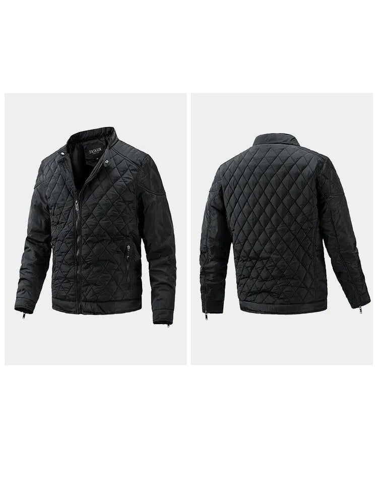 Winter Men's Light Thin Cotton Diamond Pattern Casual Jacket