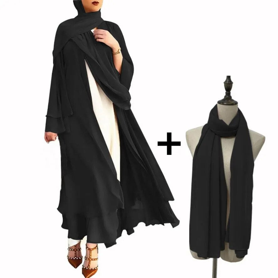 Chiffon Abaya Casual With Belt NO Scarf