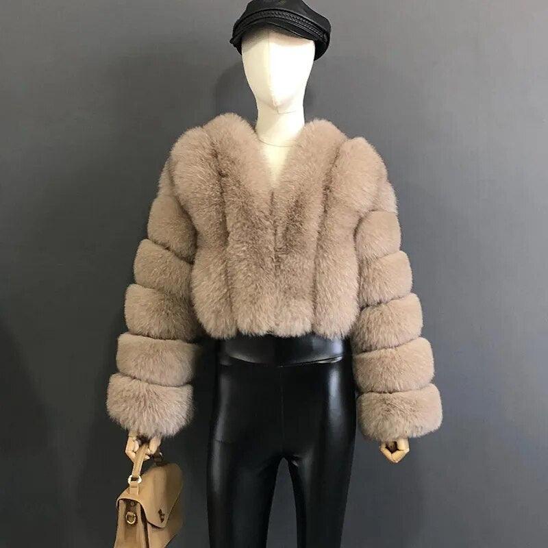 Fox Fur Jacket Short Style Clothing Full Length Sleeve Coat