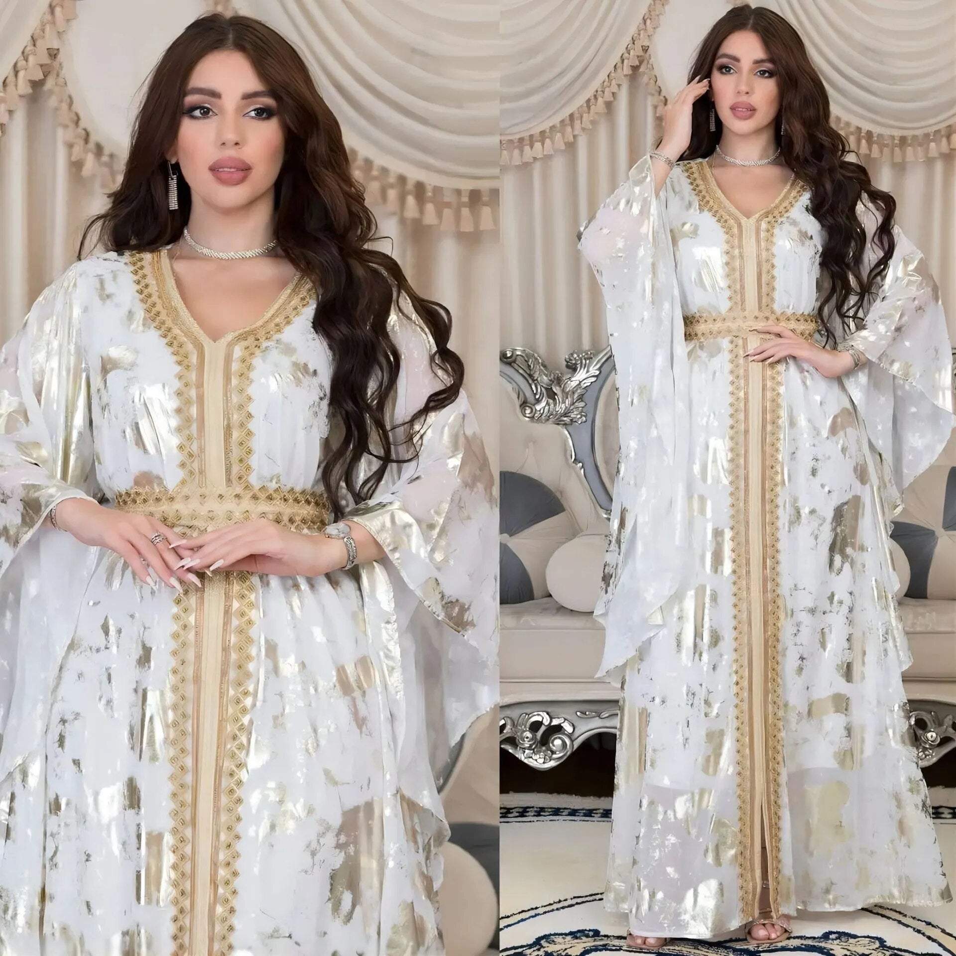 Abaya Sleeve Moroccan Caftan Elegant Gown