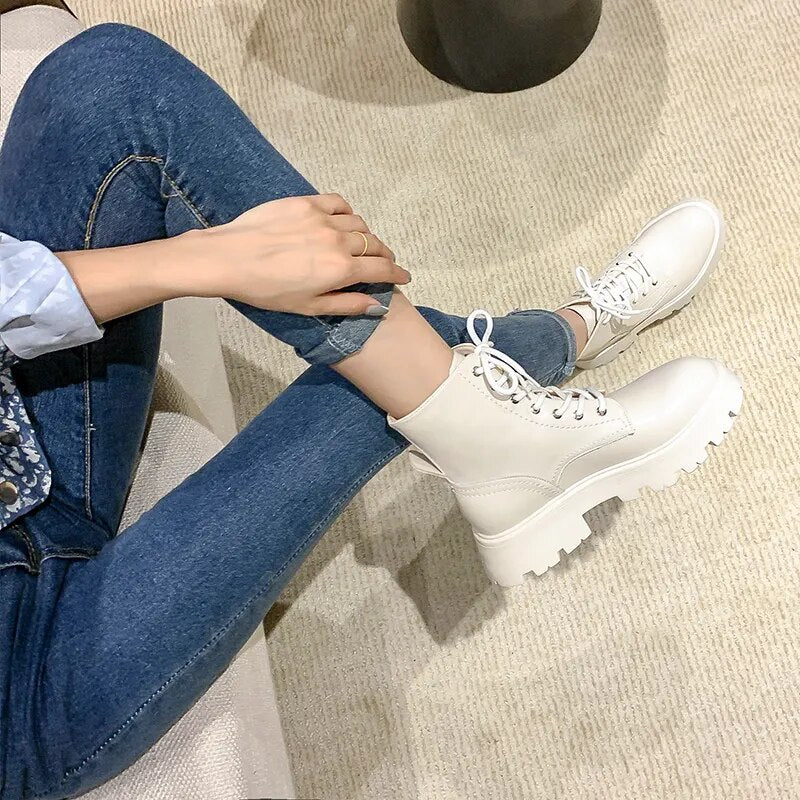 Women's Leather Lace-up Ankle Boots