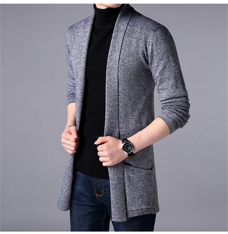 Men's Casual Hooded Knited Large Size Cardigan Long Sleeve