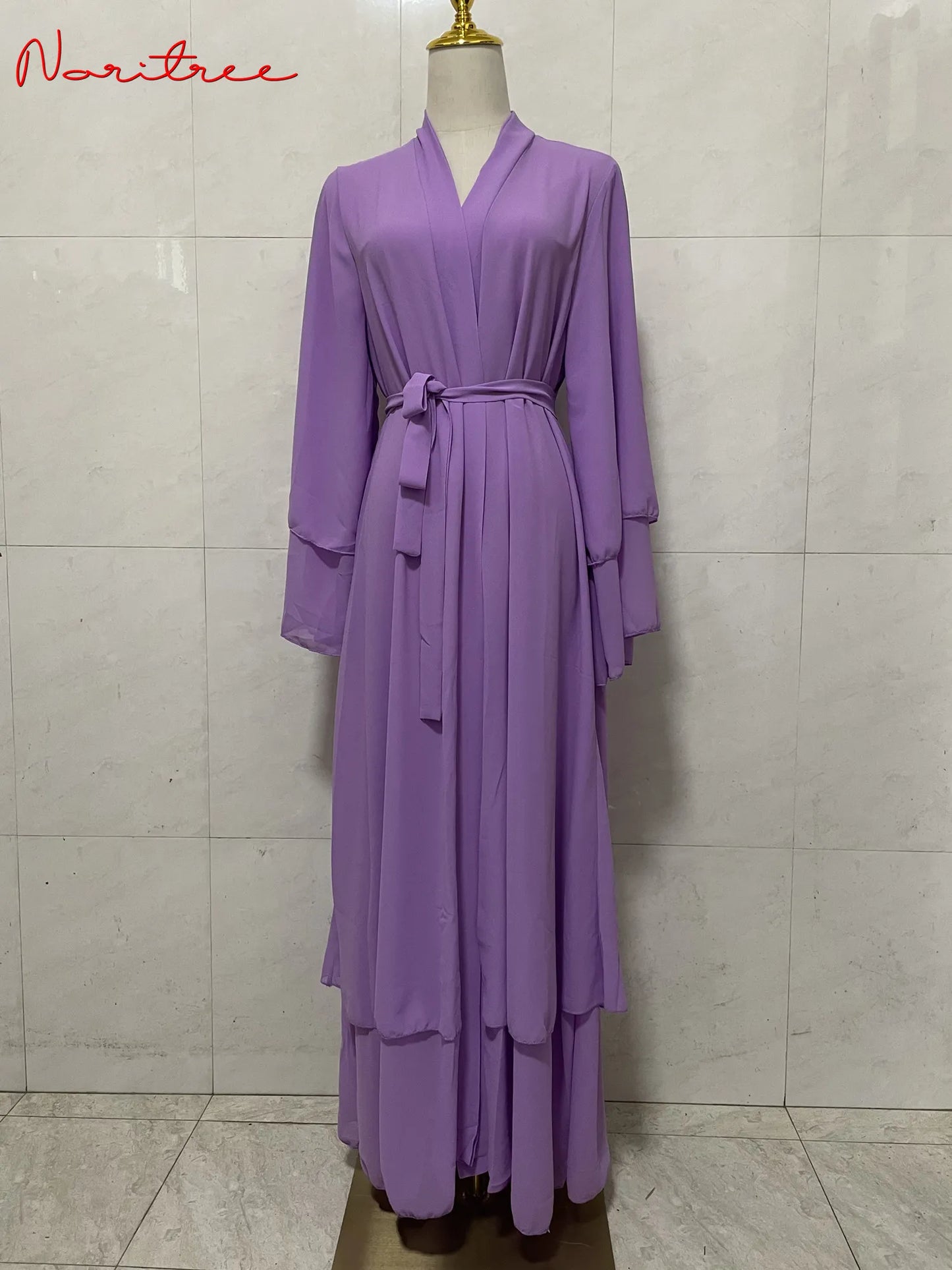 Chiffon Abaya Casual With Belt and Scarf