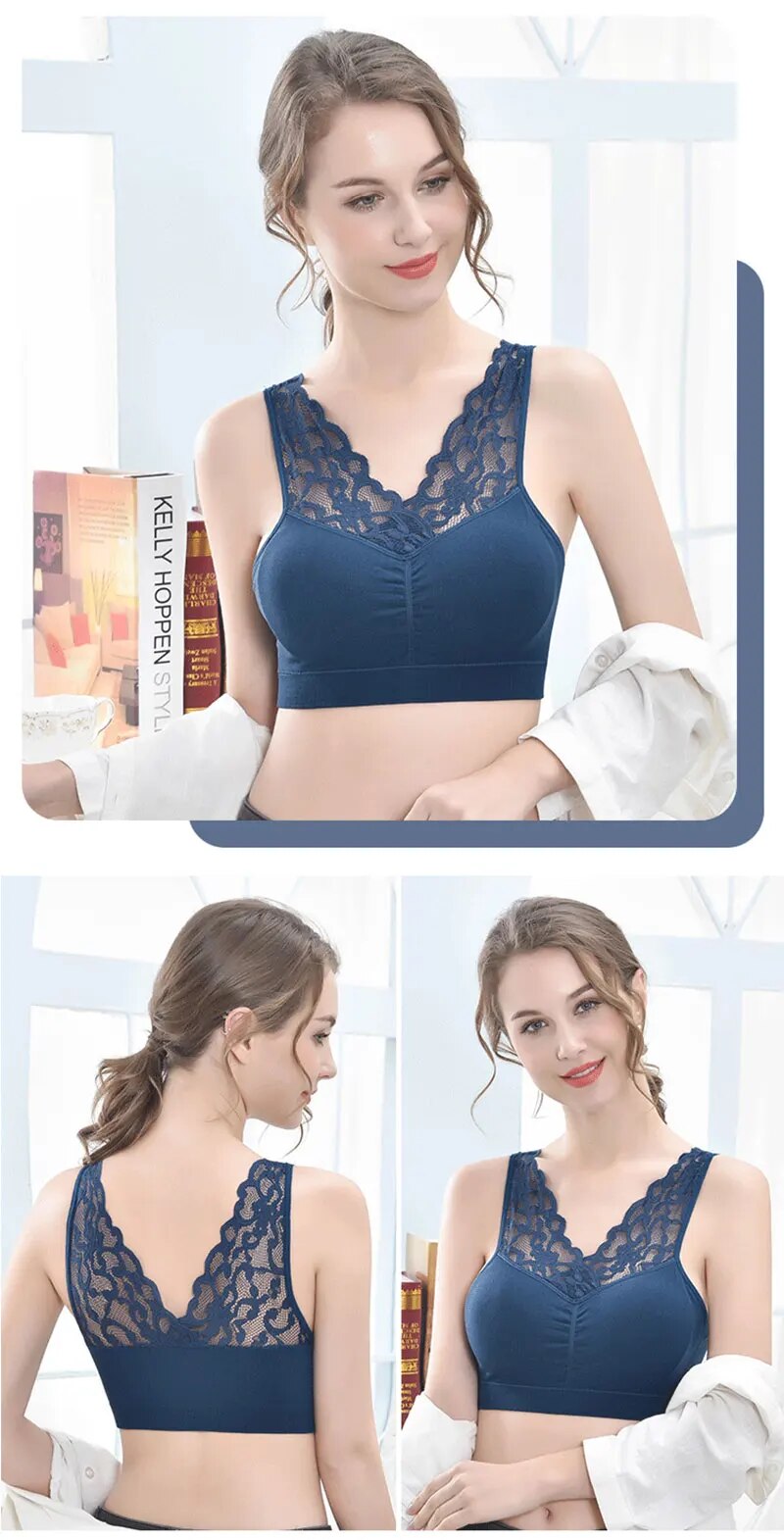 Seamless Wire Free Push Up Lace Bra With Pads