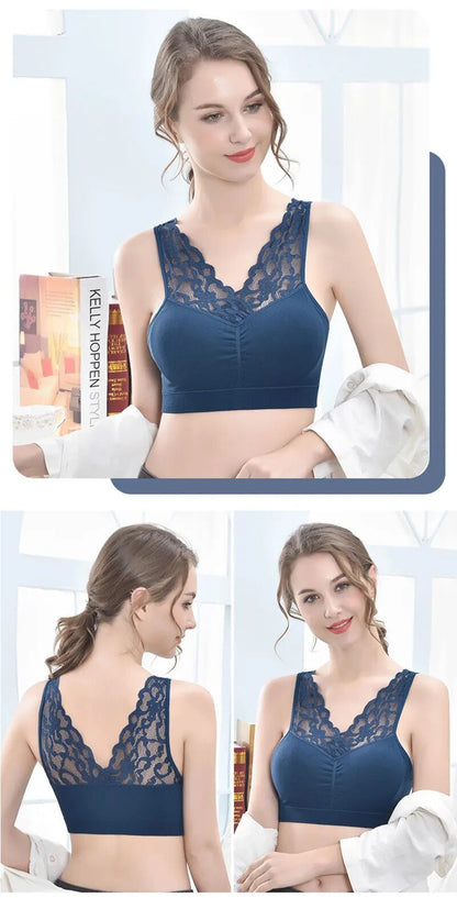 Seamless Wire Free Push Up Lace Bra With Pads