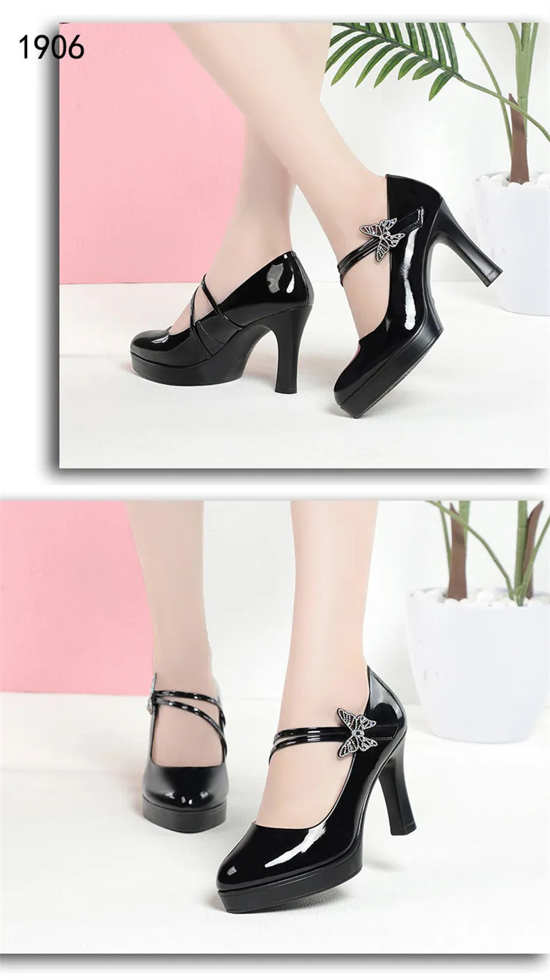 High-heeled Leather Catwalk Shoes