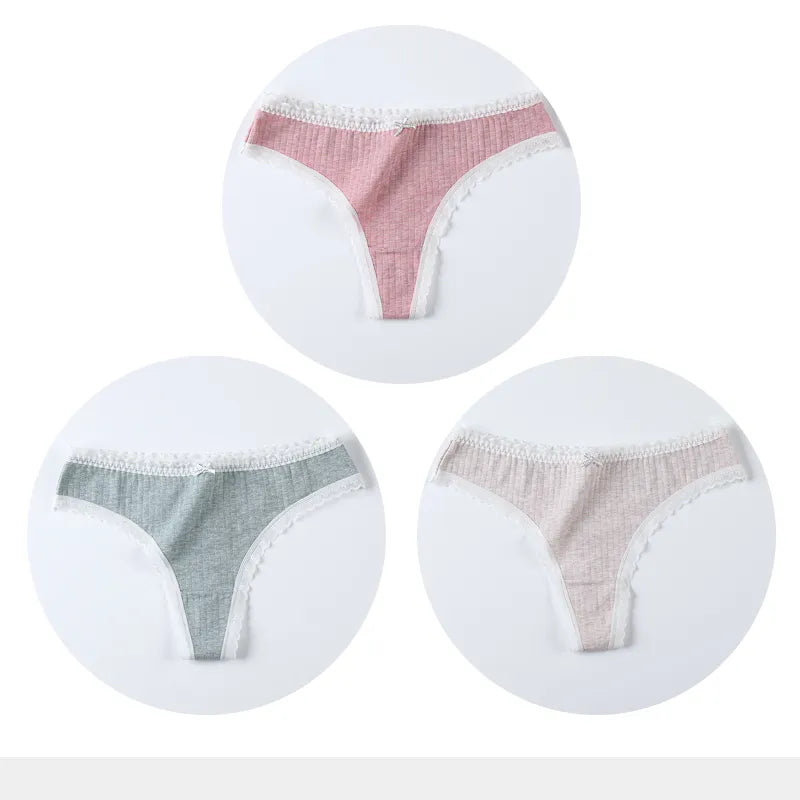 3 PACK Cotton Women G-String Underwear Thong Low Rise