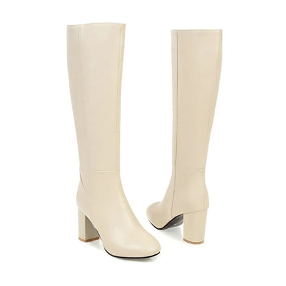 Cowgirl High Knee Zipper Boots