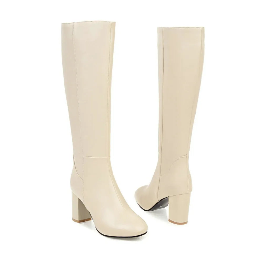 Women Cowgirl High Knee Zipper Boots