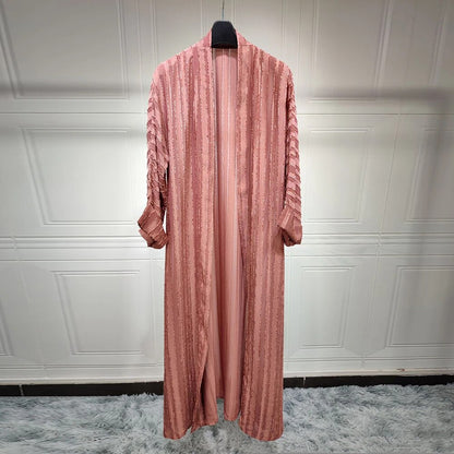 Light Abaya Solid Striped Retro Middle Eastern Saudi Style