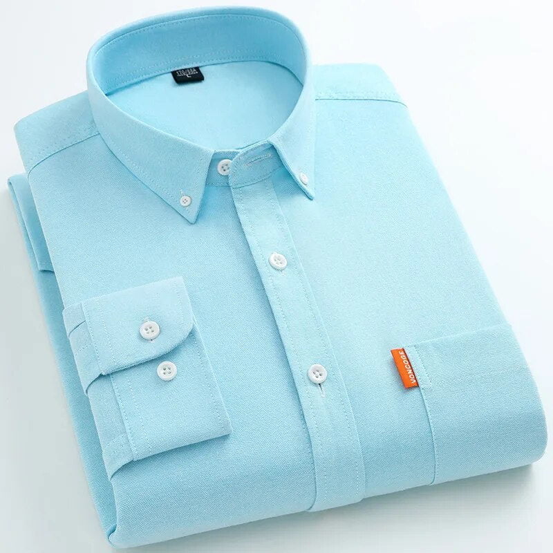 100% Cotton Oxford Long Sleeve Casual & Formal Men Shirt Regular Fit