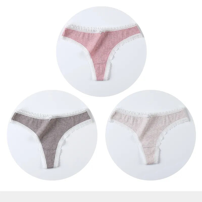 3 PACK Cotton Women G-String Underwear Thong Low Rise