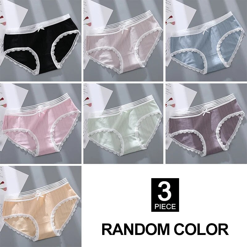 3 pack Cotton Underwear breathable briefs for women