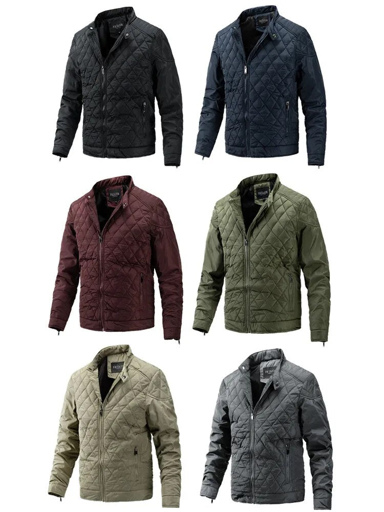 Winter Men's Light Thin Cotton Diamond Pattern Casual Jacket