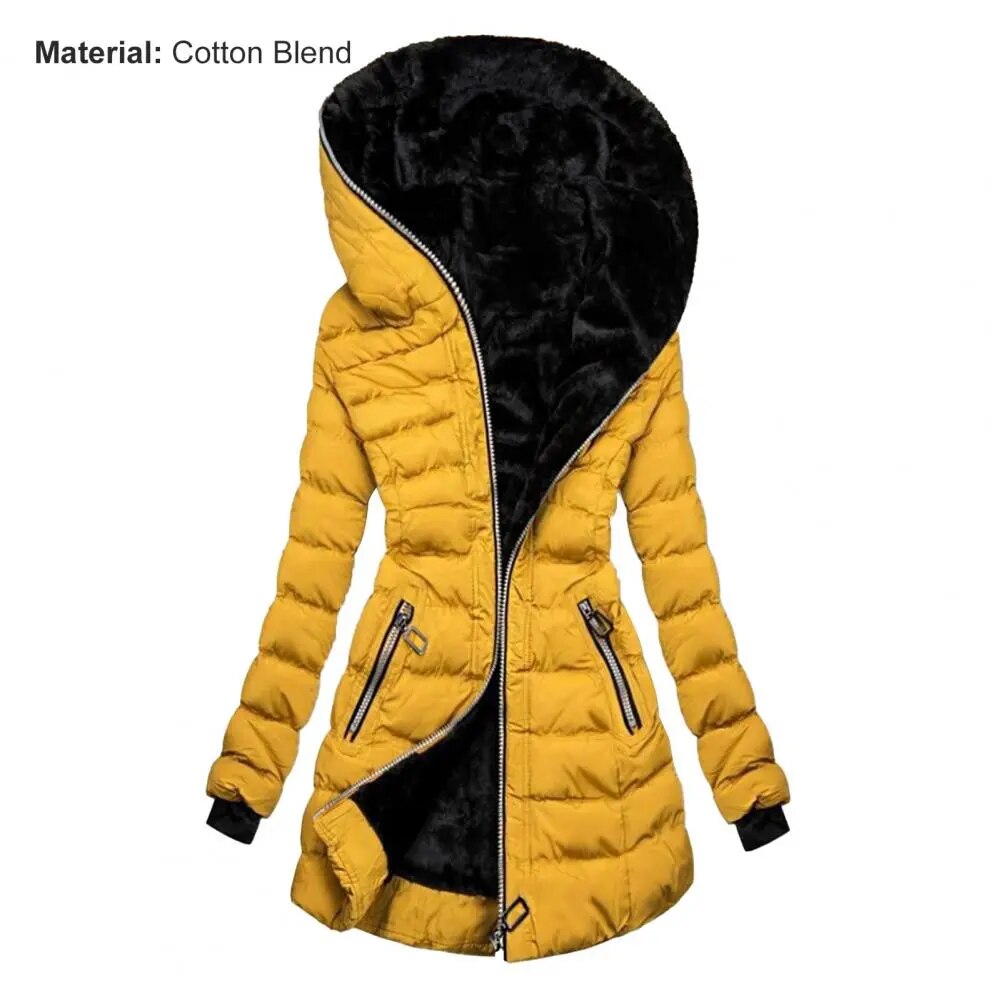 Hooded Quilted Long Winter Coat