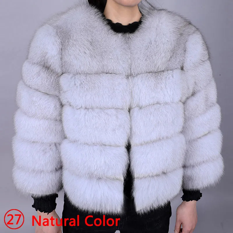 Real Fox Fur Coat Women Winter Warm Luxury Fur Jacket Plus