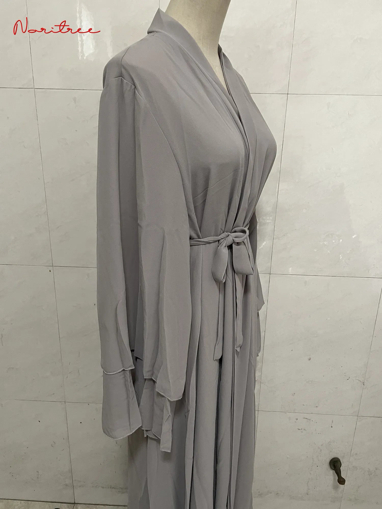 Chiffon Abaya Casual With Belt and Scarf