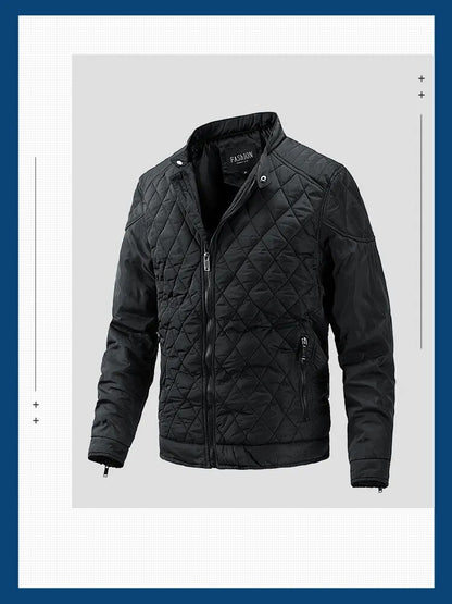 Winter Men's Light Thin Cotton Diamond Pattern Casual Jacket