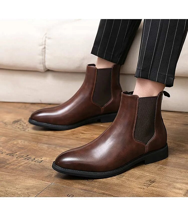 Men PU Brown Fashion Versatile Classic Ankle Boots