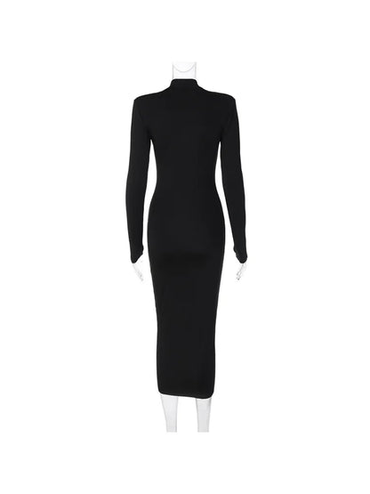 Turtleneck Black Bodycon Dress Casual Dress