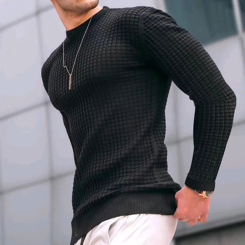 Men's Cotton Casual Long sleeve Slim Fit Knitted Sweater O-Neck