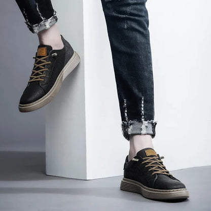 Men's Casual Cow Leather Lace Up Shoes Plus Sizes Available