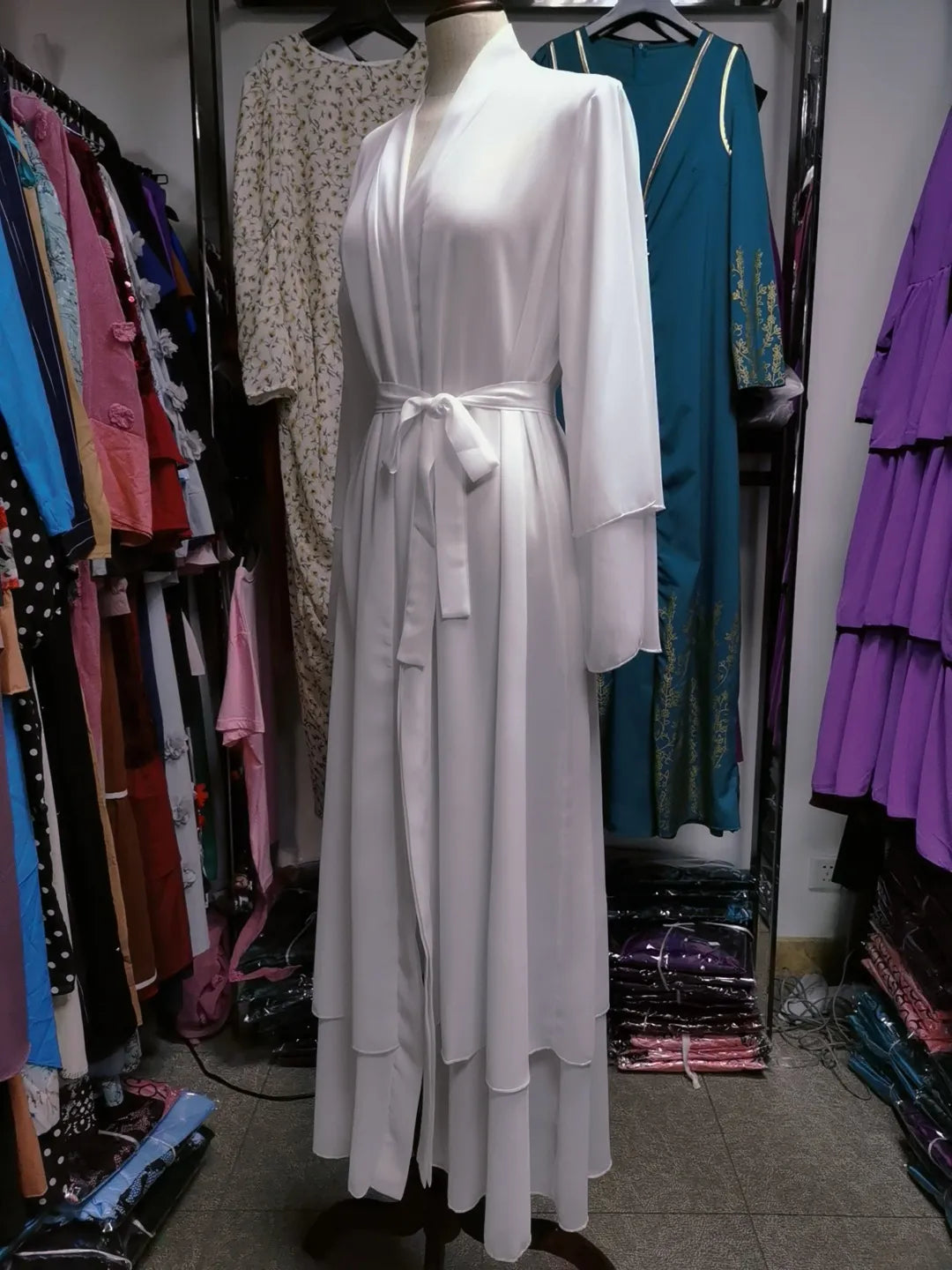 Chiffon Abaya Casual With Belt and Scarf