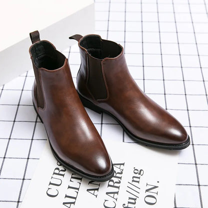 Men PU Brown Fashion Versatile Classic Ankle Boots