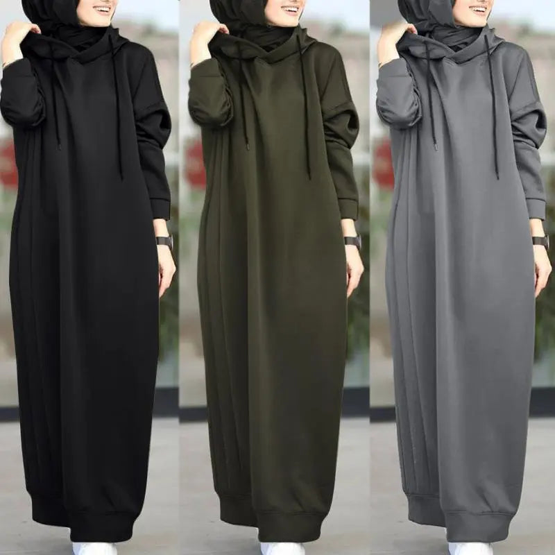 One Piece Hooded Hijab Abaya Loose Long Sleeve Kaftan Turkish Style